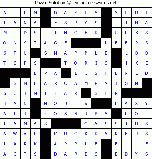 Solution for Crossword Puzzle #3887
