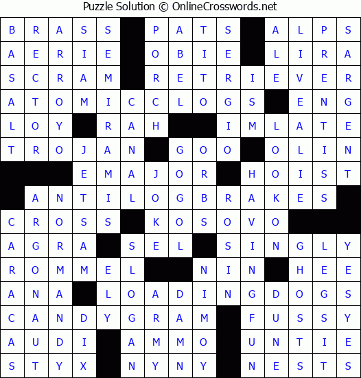 Solution for Crossword Puzzle #3889
