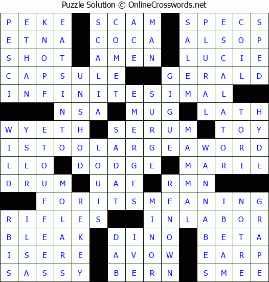Solution for Crossword Puzzle #3891