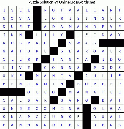 Solution for Crossword Puzzle #3894