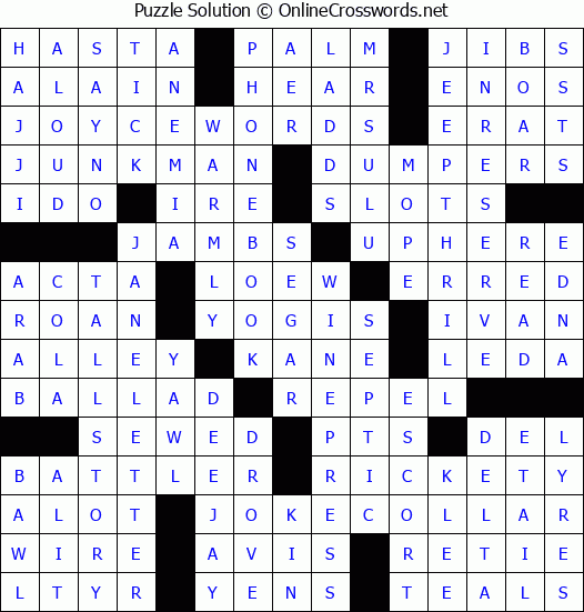 Solution for Crossword Puzzle #3895