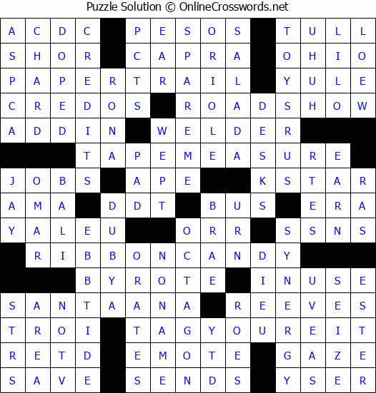 Solution for Crossword Puzzle #3897