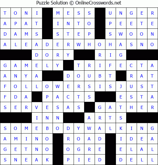 Solution for Crossword Puzzle #3898