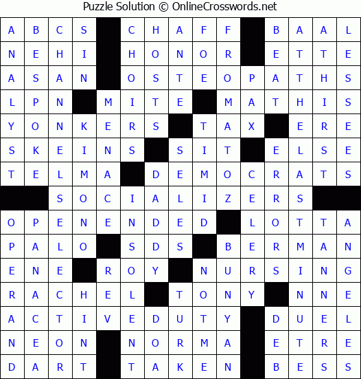 Solution for Crossword Puzzle #3900