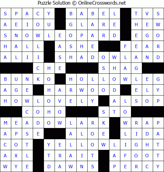 Solution for Crossword Puzzle #3904
