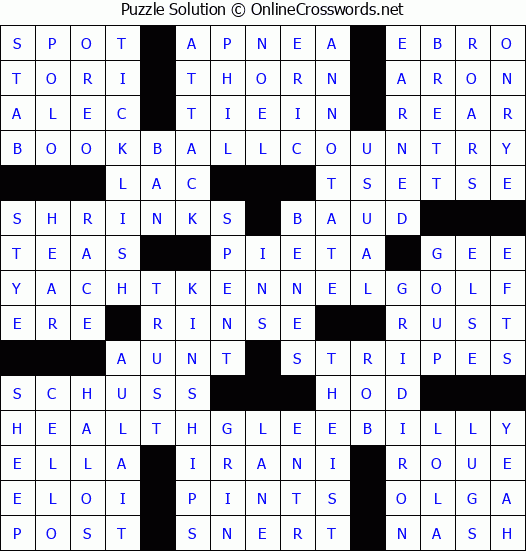 Solution for Crossword Puzzle #3905