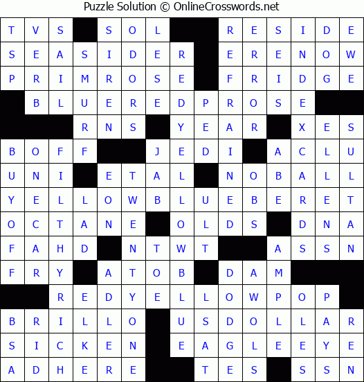 Solution for Crossword Puzzle #3927