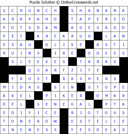 Solution for Crossword Puzzle #3936