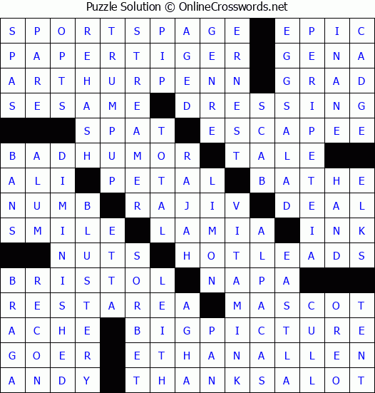Solution for Crossword Puzzle #3942
