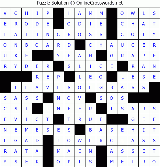 Solution for Crossword Puzzle #3943