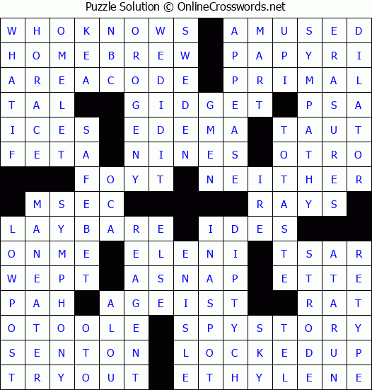Solution for Crossword Puzzle #3948