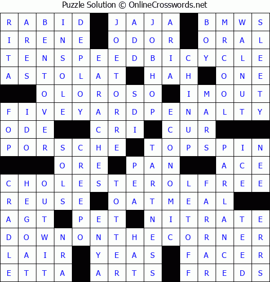 Solution for Crossword Puzzle #3949