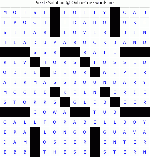 Solution for Crossword Puzzle #3951
