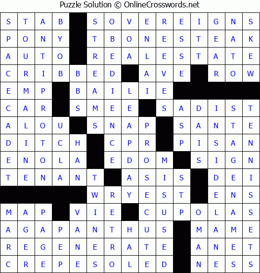 Solution for Crossword Puzzle #3954