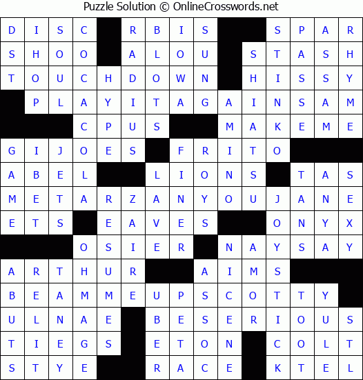 Solution for Crossword Puzzle #3958
