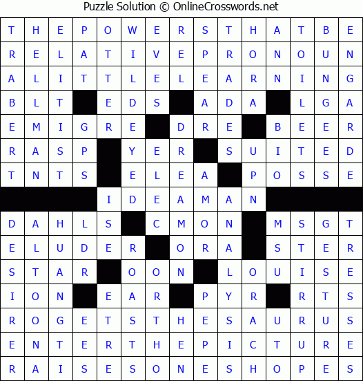 Solution for Crossword Puzzle #3960