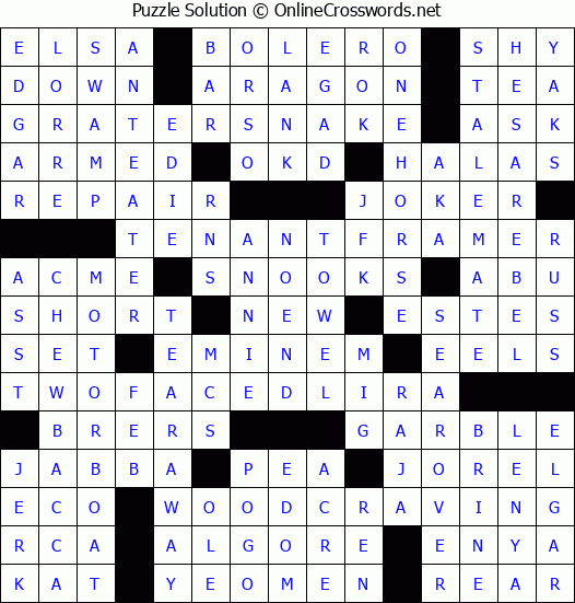Solution for Crossword Puzzle #3961