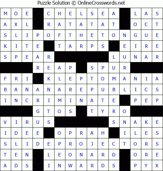 Solution for Crossword Puzzle #3964