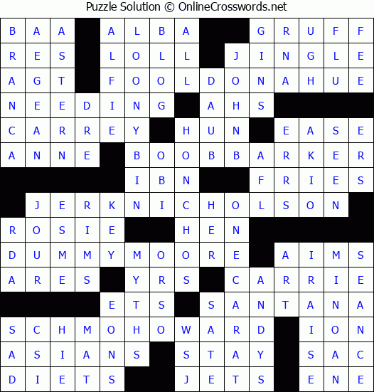 Solution for Crossword Puzzle #3965