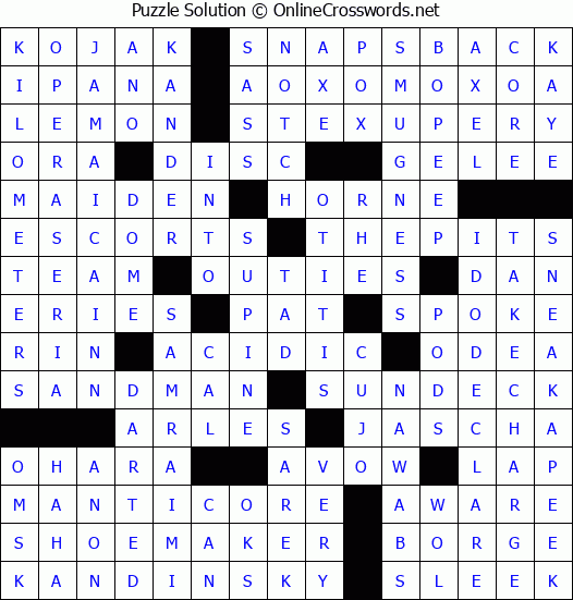 Solution for Crossword Puzzle #3966