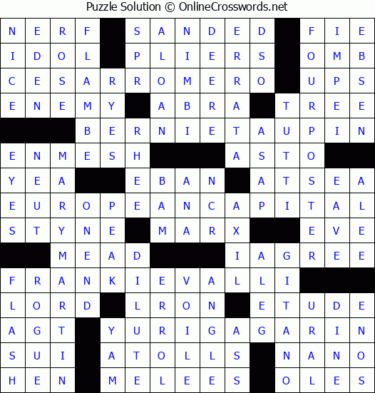 Solution for Crossword Puzzle #3968
