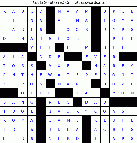 Solution for Crossword Puzzle #3969