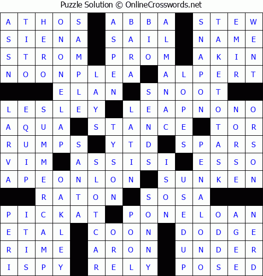 Solution for Crossword Puzzle #3973