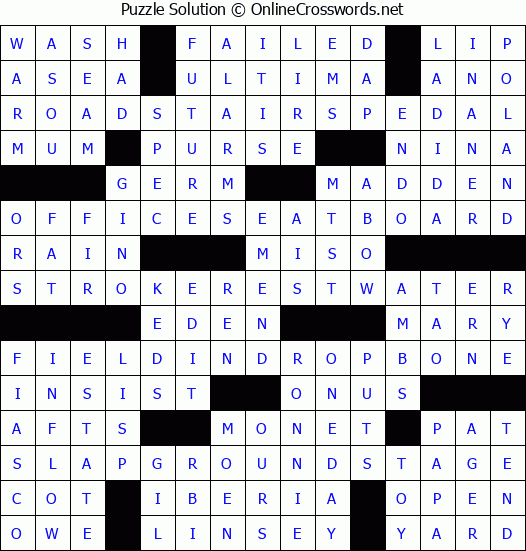 Solution for Crossword Puzzle #3975