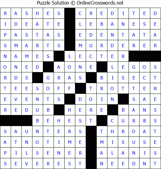 Solution for Crossword Puzzle #3978