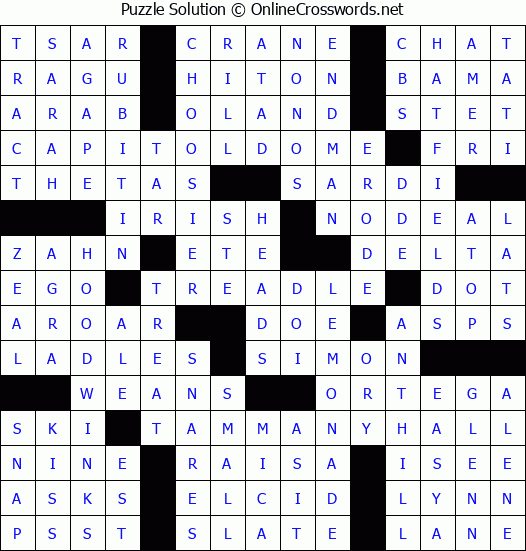 Solution for Crossword Puzzle #3979