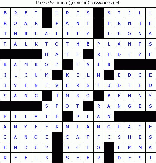 Solution for Crossword Puzzle #3982