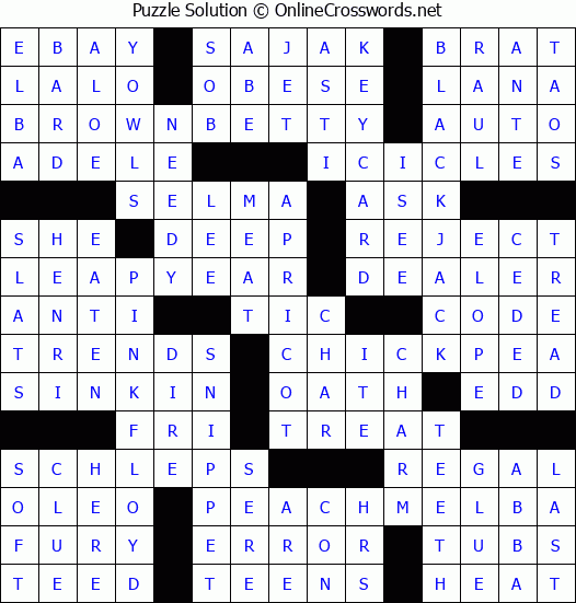 Solution for Crossword Puzzle #3985