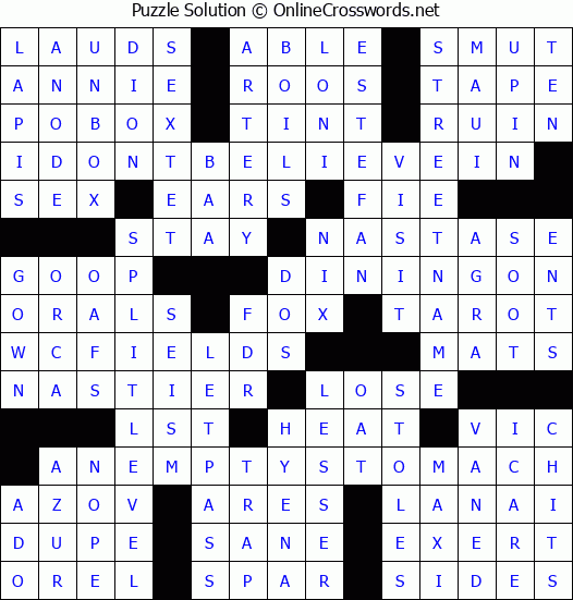Solution for Crossword Puzzle #3986