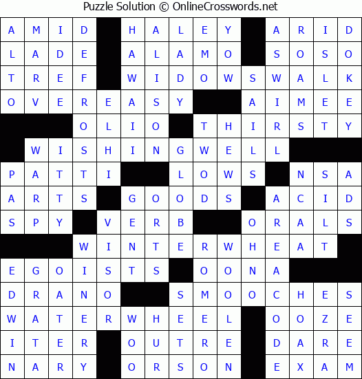 Solution for Crossword Puzzle #3988
