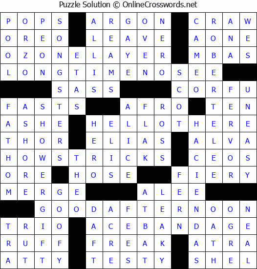 Solution for Crossword Puzzle #3990
