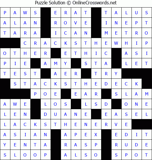 Solution for Crossword Puzzle #3991