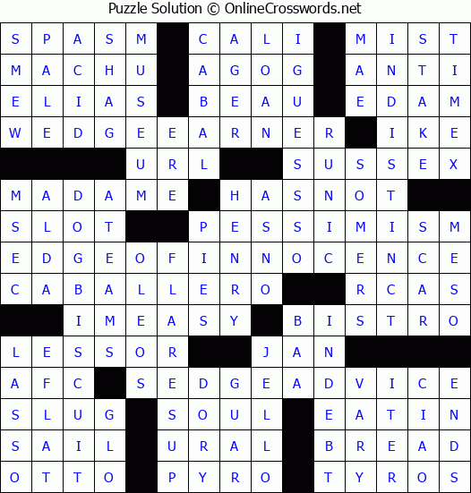 Solution for Crossword Puzzle #3994
