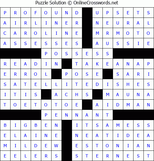 Solution for Crossword Puzzle #3995
