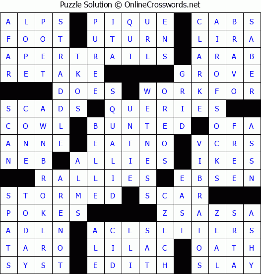 Solution for Crossword Puzzle #3997