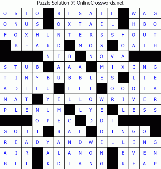 Solution for Crossword Puzzle #3999