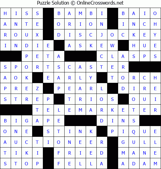 Solution for Crossword Puzzle #4003