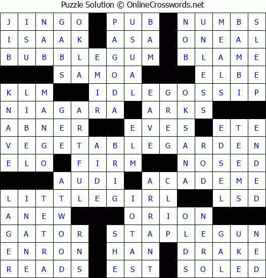 Solution for Crossword Puzzle #4011