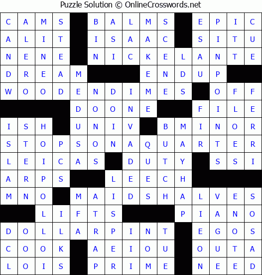 Solution for Crossword Puzzle #4012