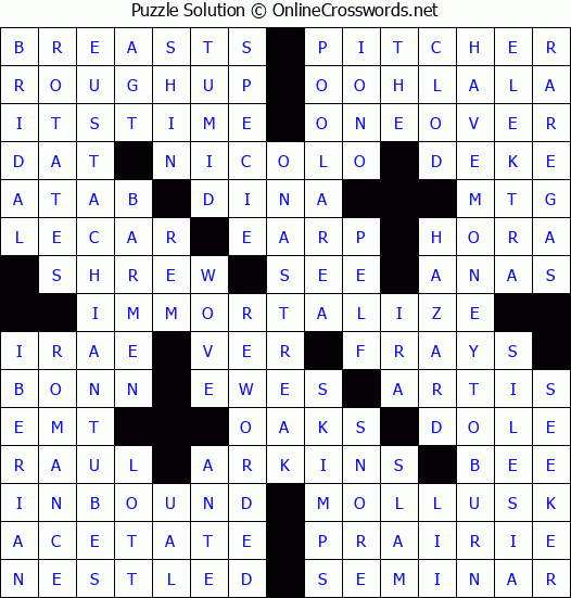 Solution for Crossword Puzzle #4013