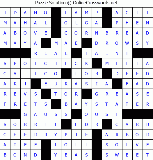 Solution for Crossword Puzzle #4014