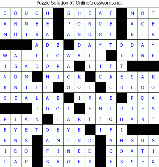 Solution for Crossword Puzzle #4018