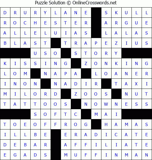 Solution for Crossword Puzzle #4019