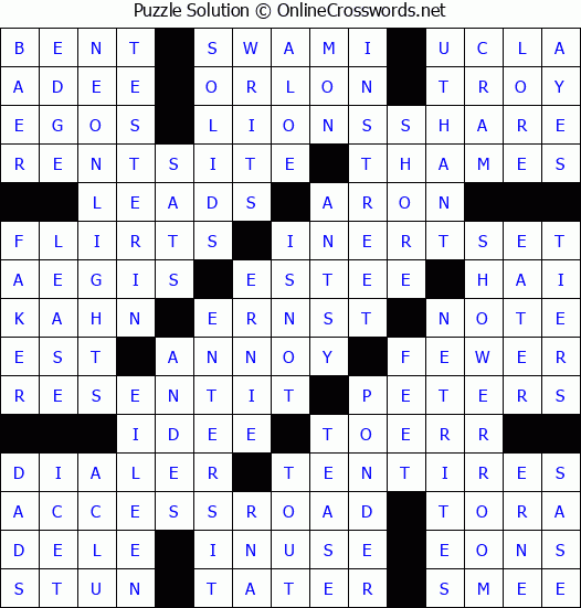 Solution for Crossword Puzzle #4020