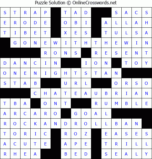 Solution for Crossword Puzzle #4022