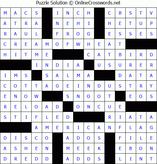 Solution for Crossword Puzzle #4023